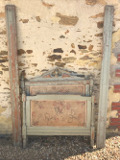 FRENCH ANTIQUE UPHOLSTERED PAINTED BED